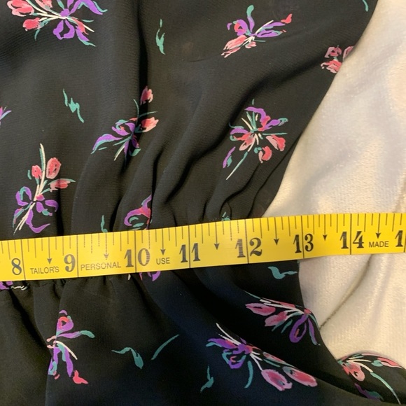 Jody California black Floral Ruffle layered Midi Dress pink tulips medium - Picture 6 of 6